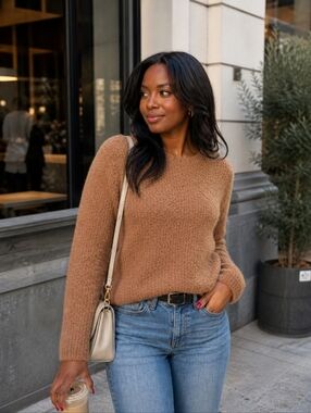 Aerie Cozy Fuzzy Tan Women's Sweater